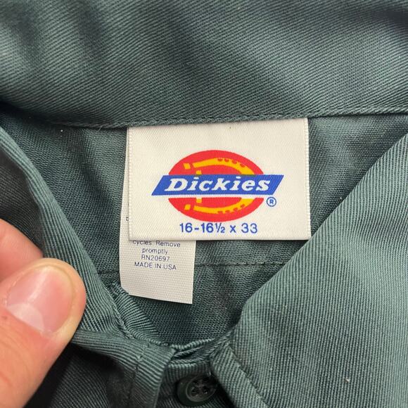 VTG 90's Dickies Green Deadstock Longsleeve Work Shirt Made IN USA SZ Medium - Picture 2 of 4